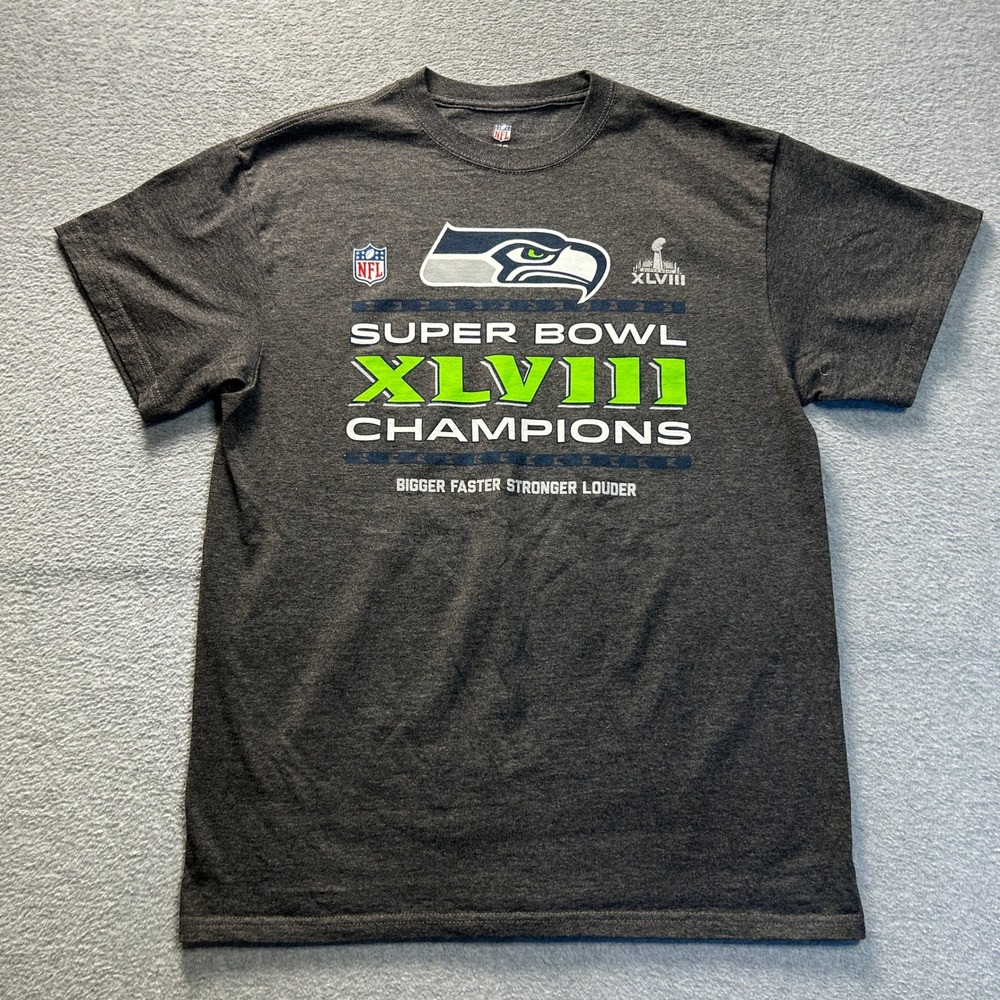 NFL Pro Line Seattle Seahawks Super Bowl XLVIII Champions TShirt Mens Large Gray